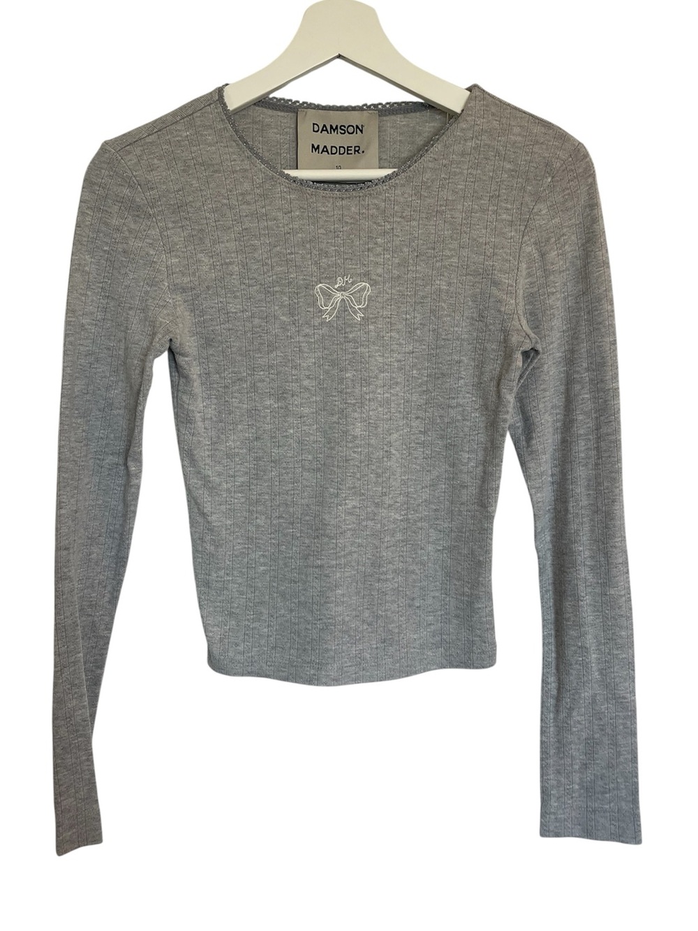 Damson Madder Pointelle Grey Long Sleeve Shirt